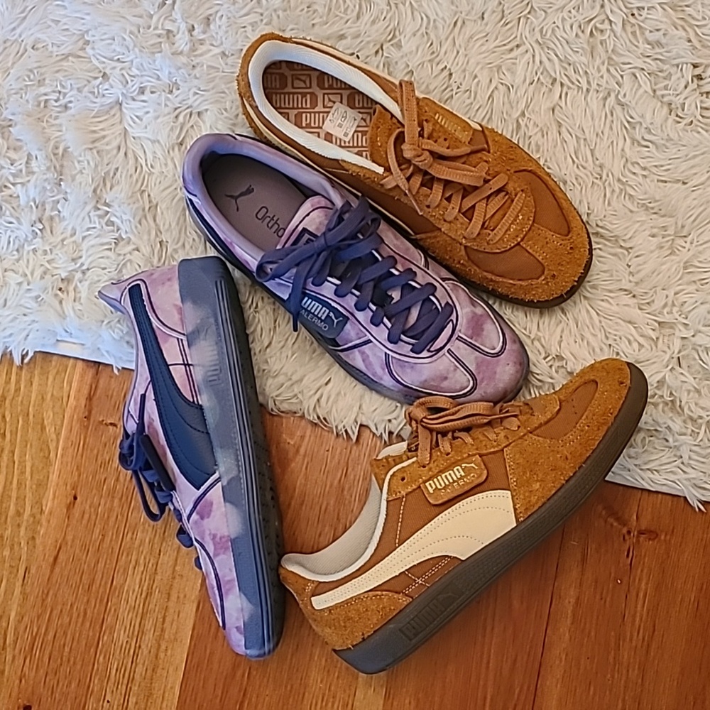 LOT Puma Palermo Denim Lavender Tan Womens Size 11 Sneakers Mens 9.5